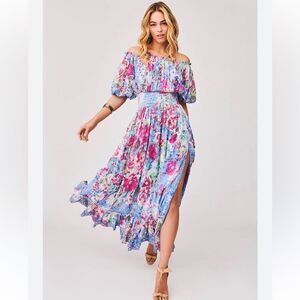 Hemant & Nandita Mila Floral Eyelet Maxi Dress NWT